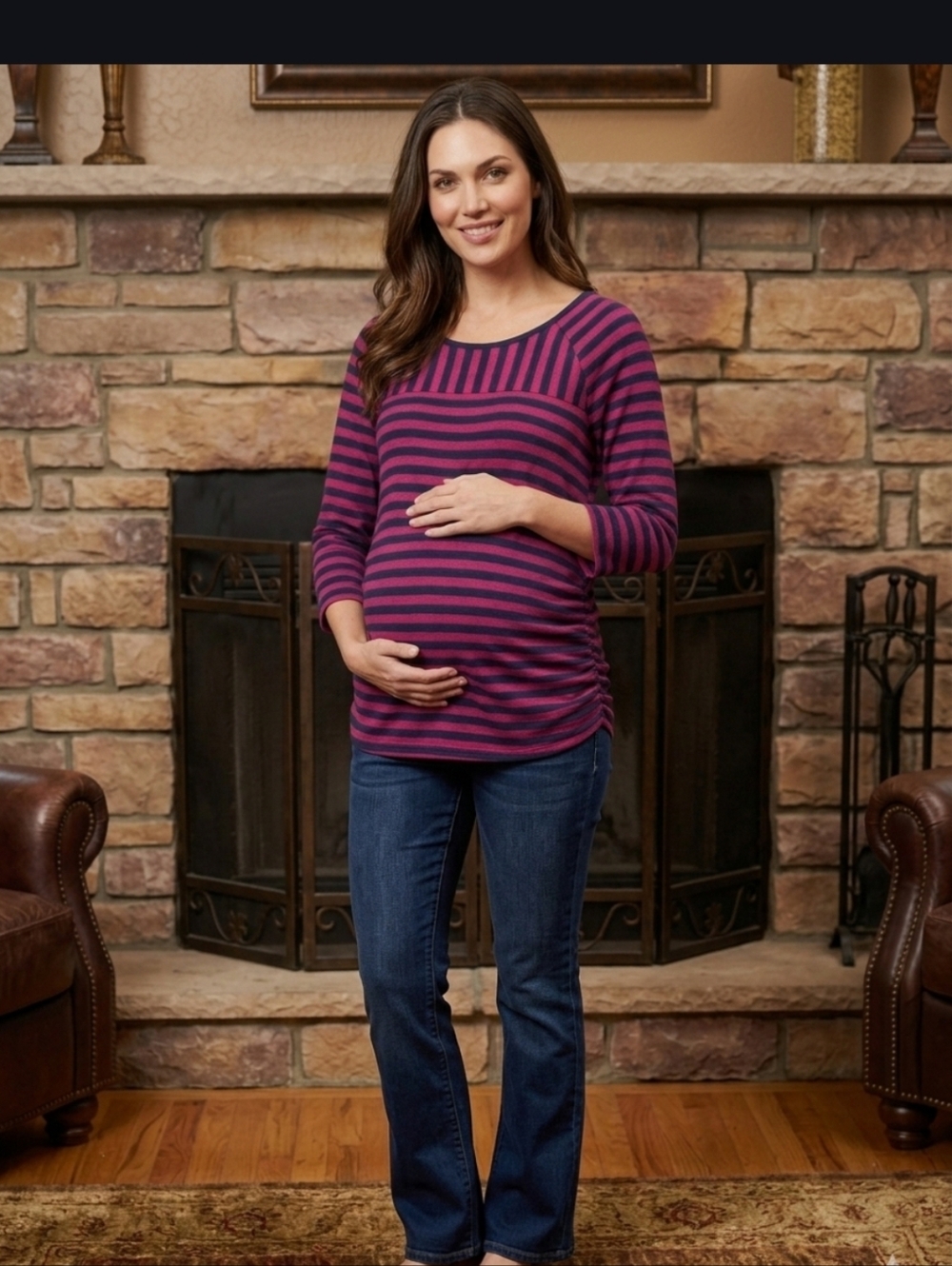 Liz Lange maternity 3/4 length striped top Size XL
